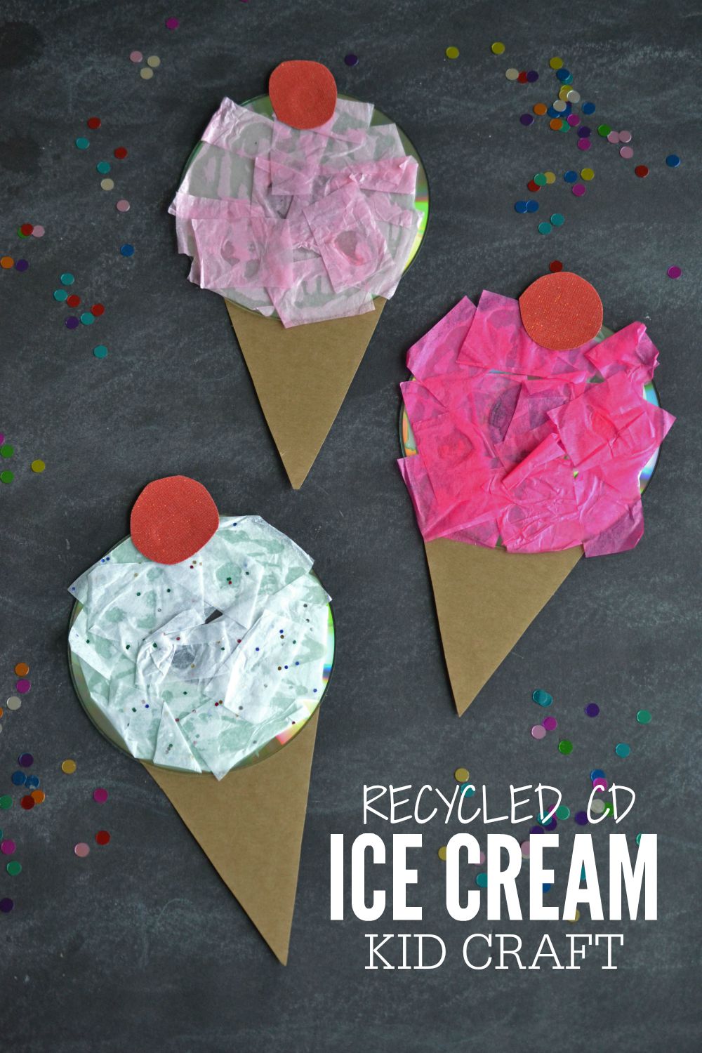 Recycled Cd Ice Cream Kid Craft Make And Takes