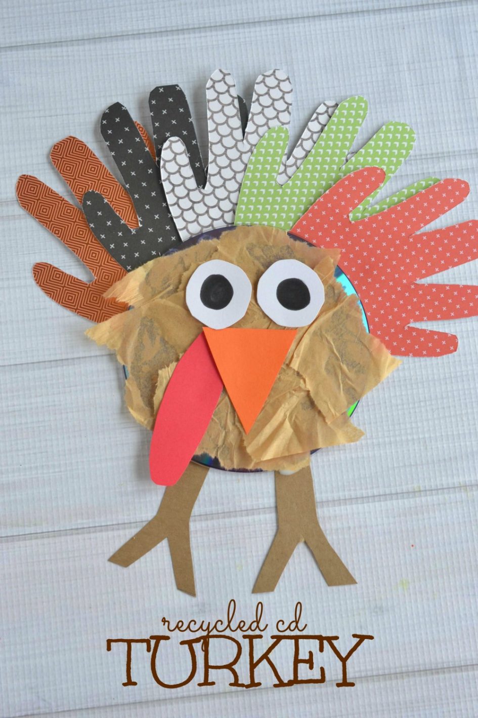Recycled CD Turkey Kids Craft - Make and Takes