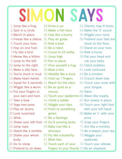 75 of the Best Simon Says Ideas for Kids - Make and Takes