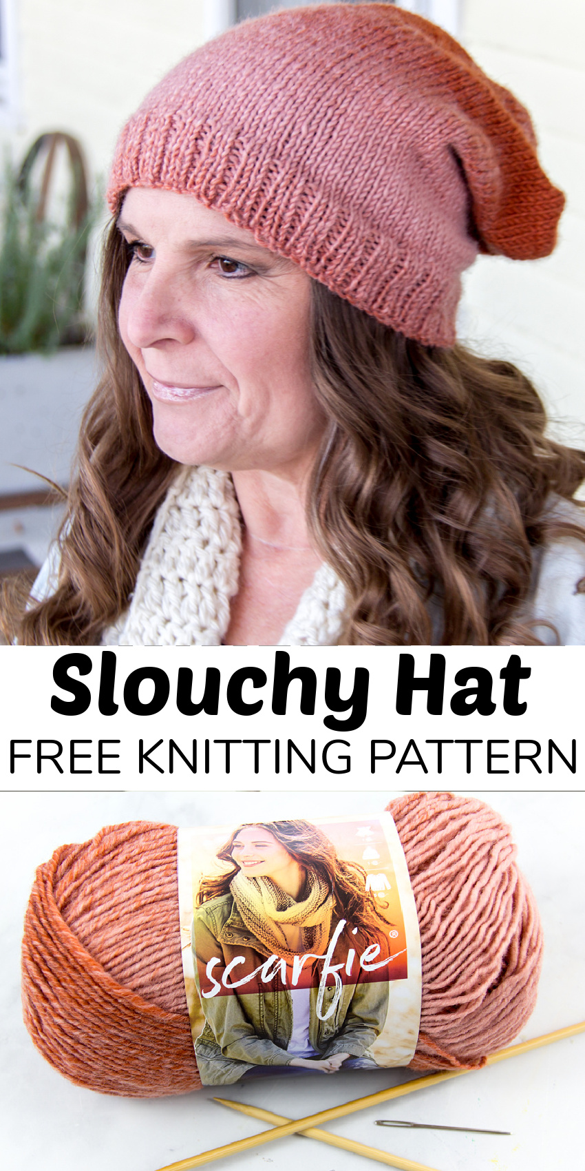 Slouchy Hat Knitting Pattern Using Straight Needles - Make and Takes