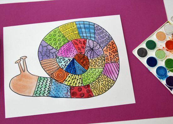 Colorful Spiral Doodle Snakes and Snails - Make and Takes