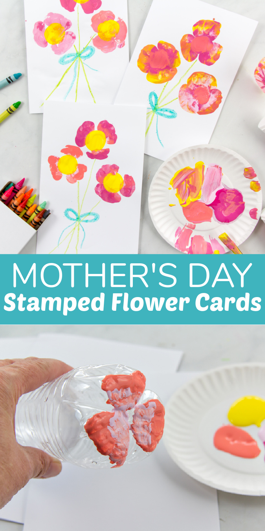 painted stamped flower cards for mothers day pinterest image