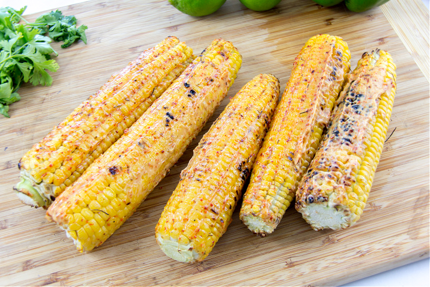 street corn cooked on the grill