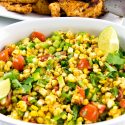 street corn salad recipe served with grilled chicken
