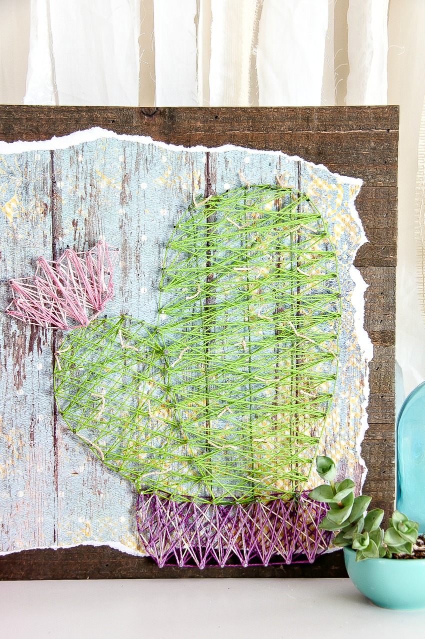 Make a Cactus String Art Piece for Your Wall - Make and Takes