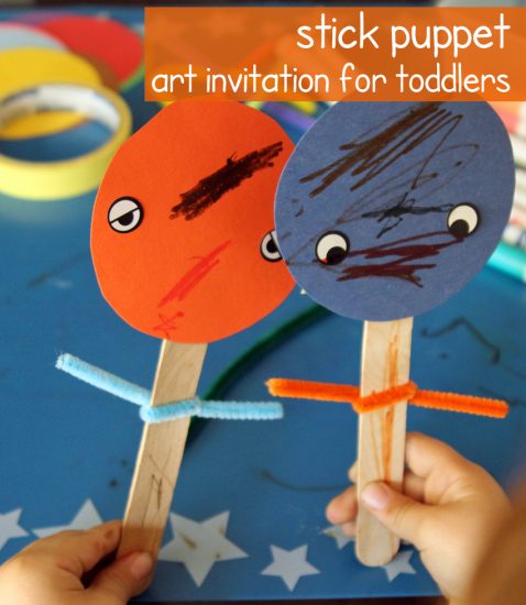 Stick Puppet Art Invitation for Toddlers - Make and Takes