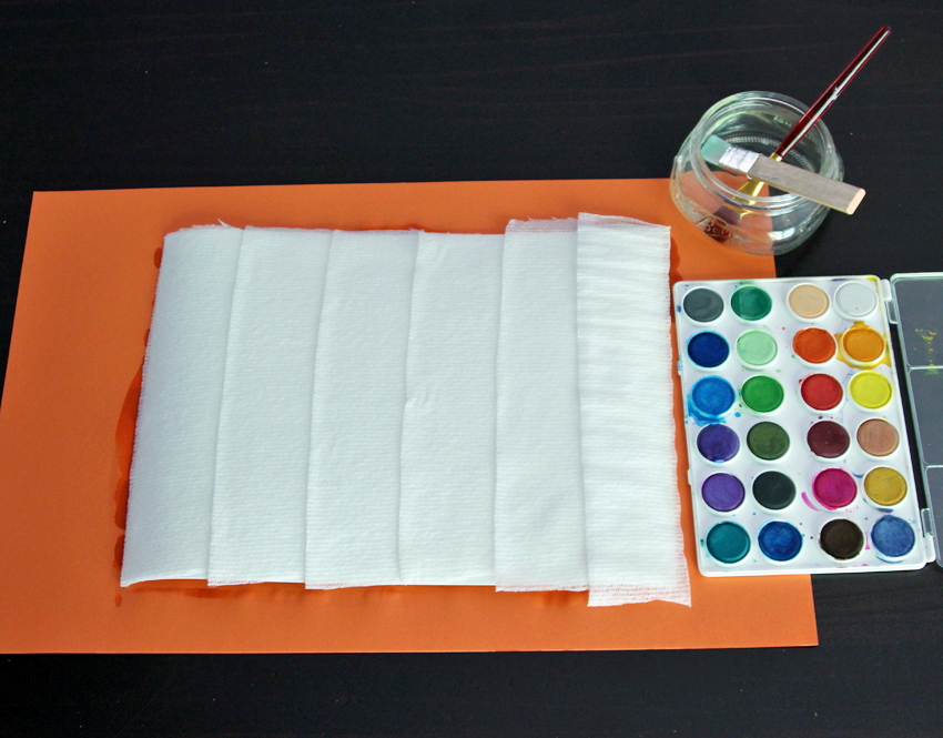 Painted Jack O' Lantern with Watercolors and Gauze Make and Takes