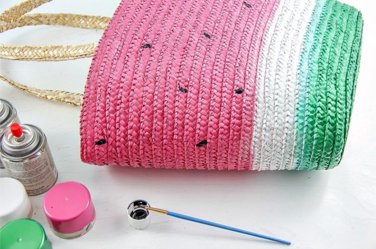DIY Watermelon Straw Tote Bag for Summer Make and Takes