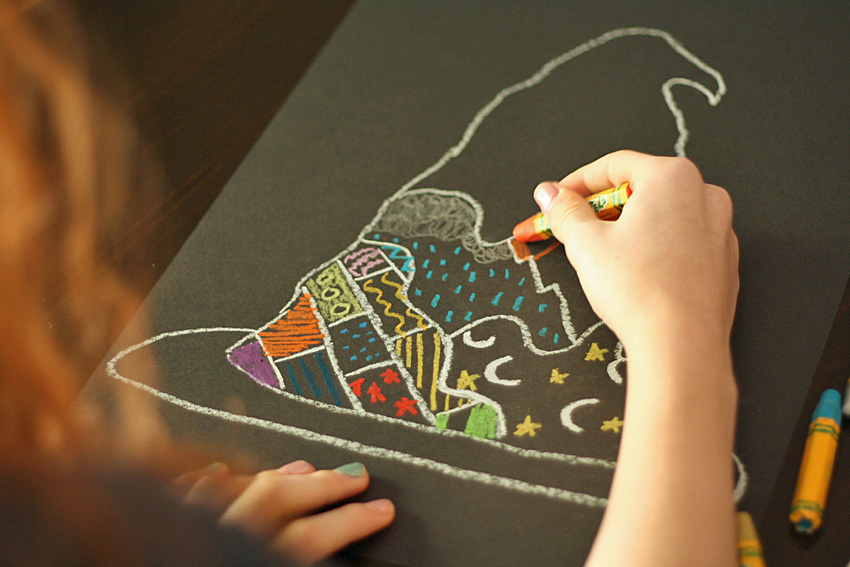 Oil Pastel Witch Hat Drawings Make and Takes